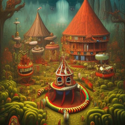 Horror Circus Freak Show in Fantasy Art Style