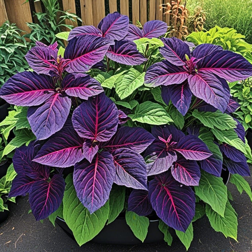 Lush Persian Shield Plant as Oil Chalk Painting