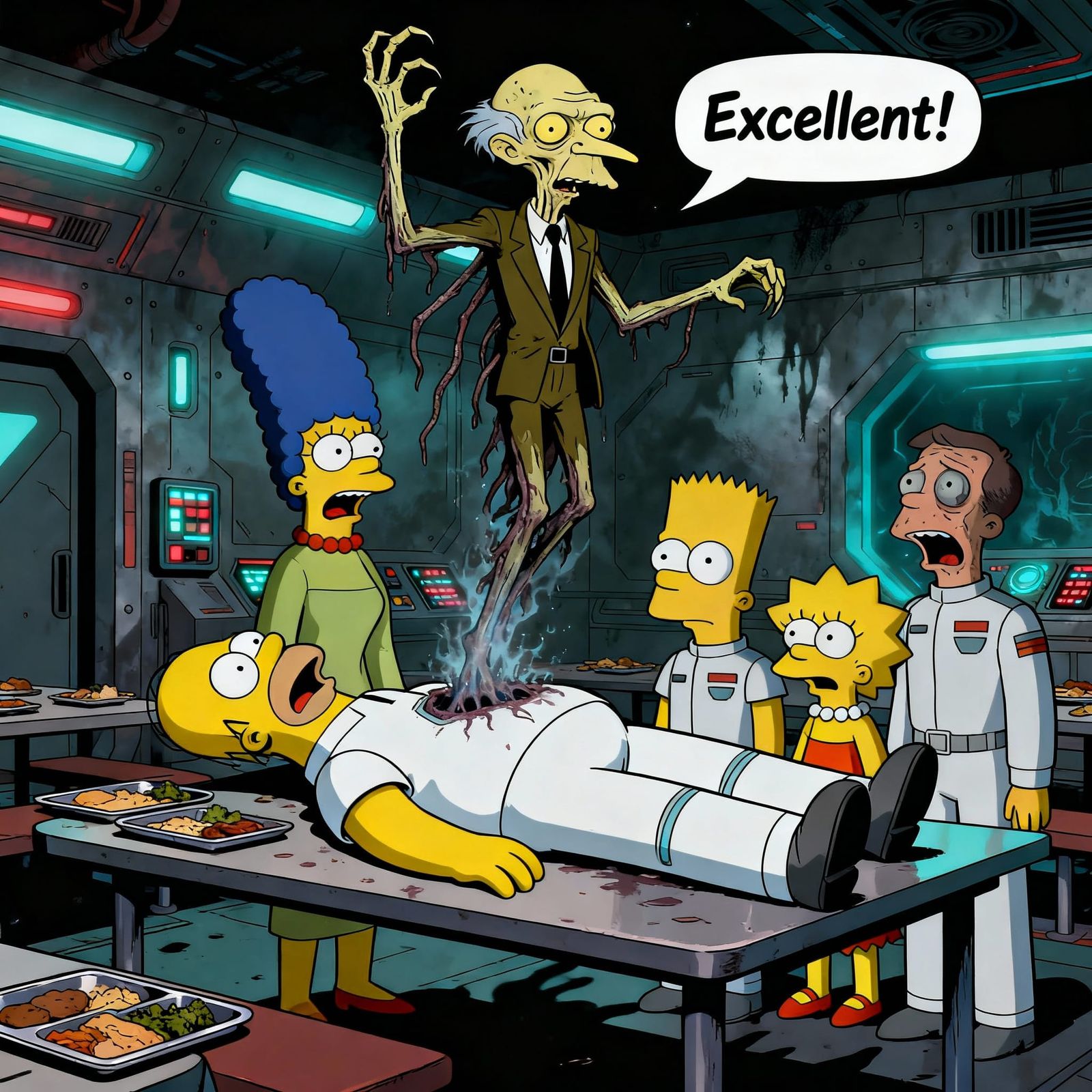 Simpsons Alien Chestburster Parody