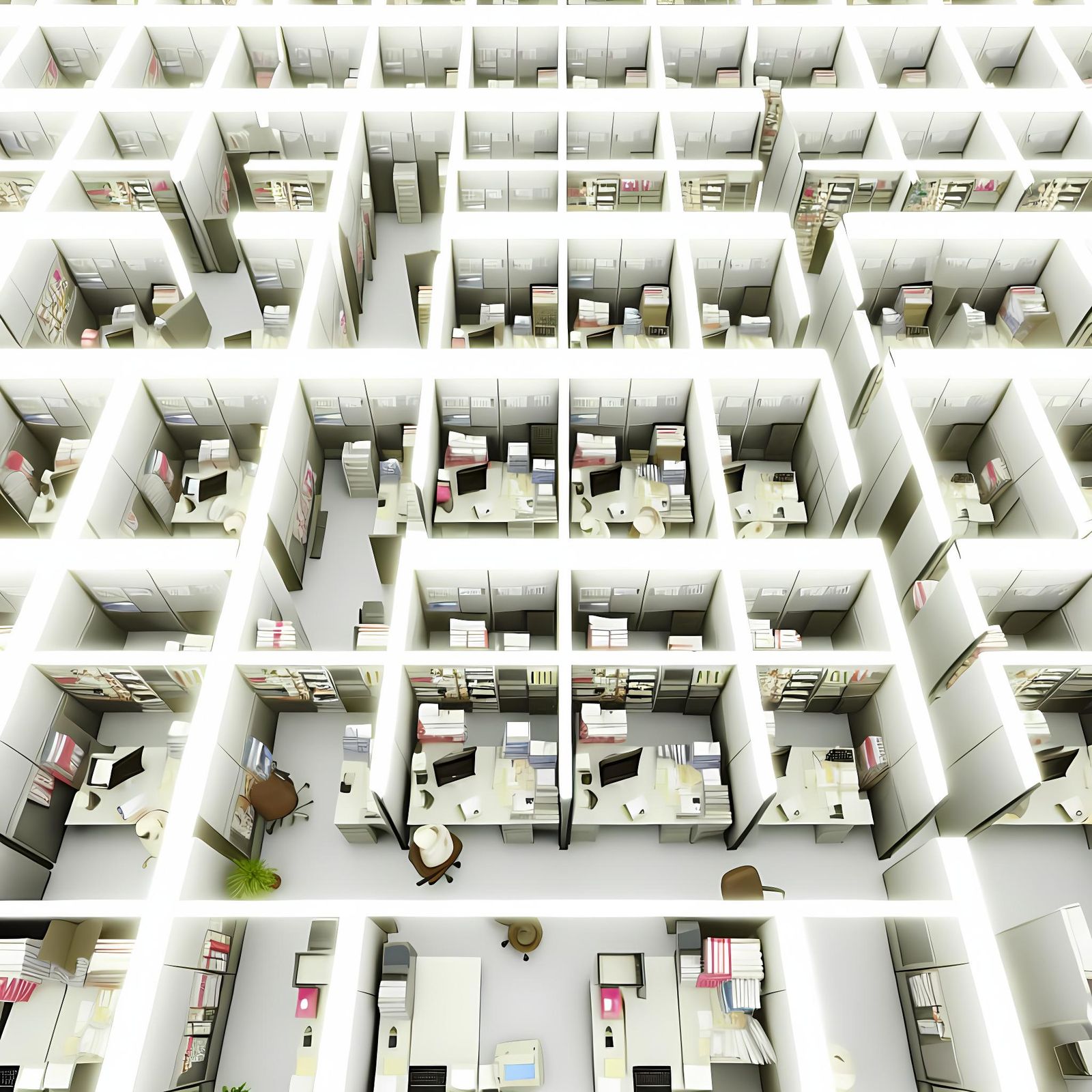 Endless Office Cubicle Maze: Top-Down View