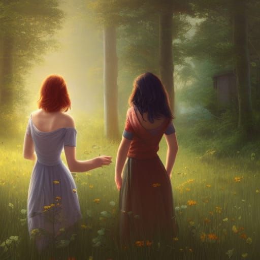 Sapphic Cottagecore: Two Women in a Magical Forest