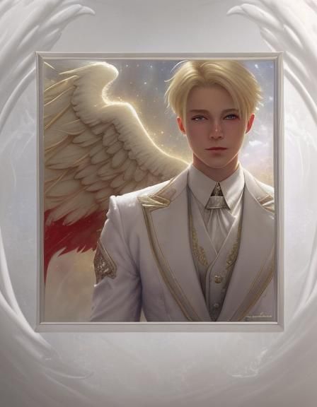 Fallen Angel in White Suit, Ethereal Fantasy Art