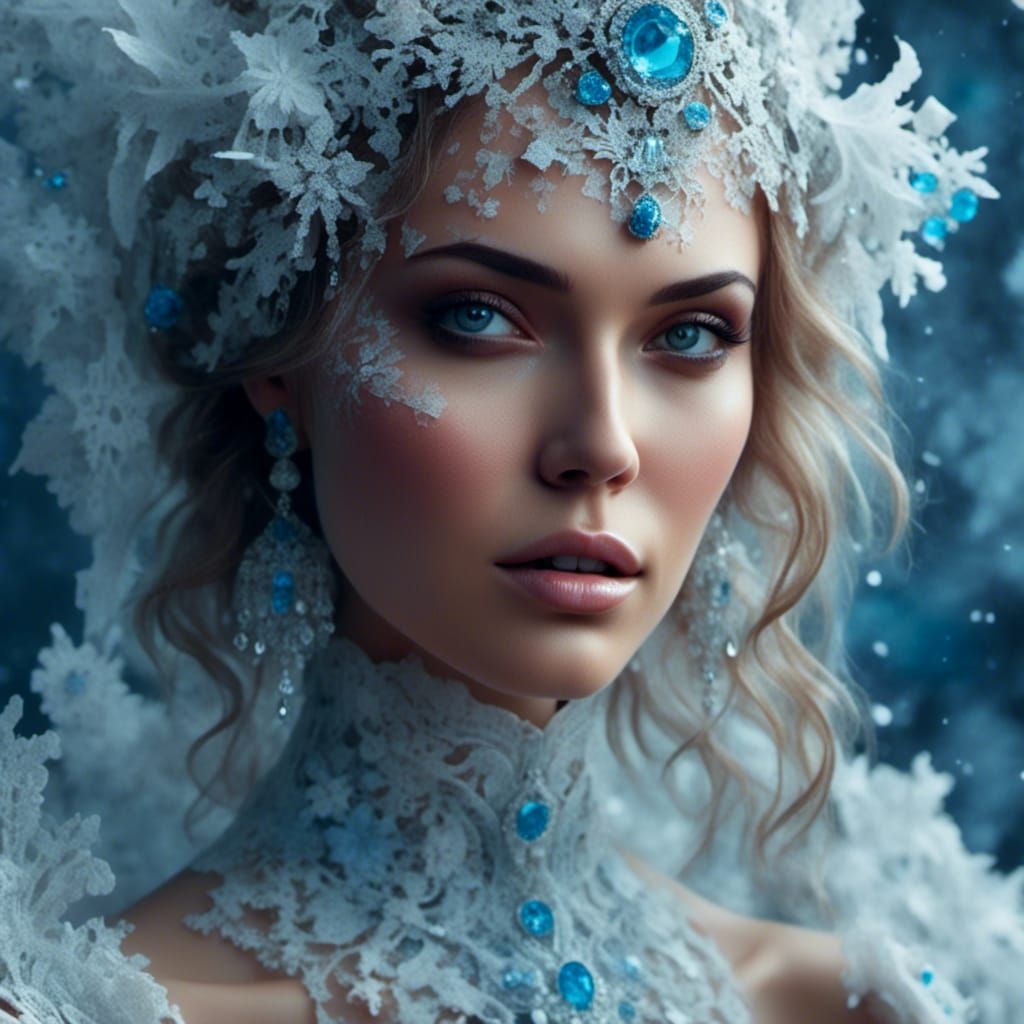 Lace and Ice: A Hyperrealistic Fairiecore Portrait