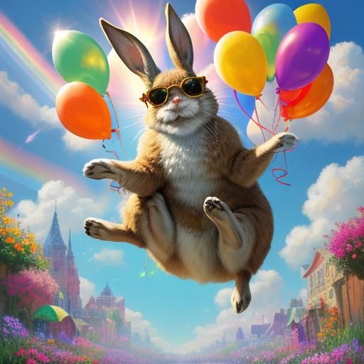 Smiling Rabbit on Carrot in Impressionist Oil Painting