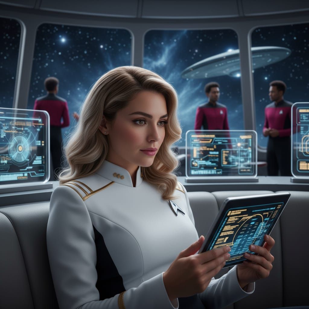 Starfleet Officer Relaxing in Ten Forward