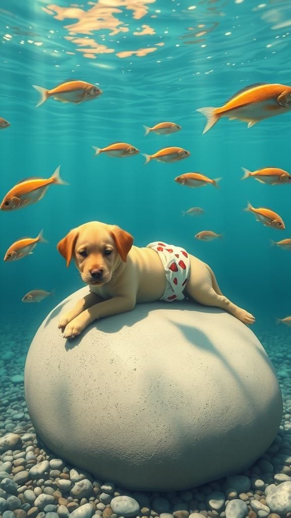 Labrador Puppy Underwater Dreamscape