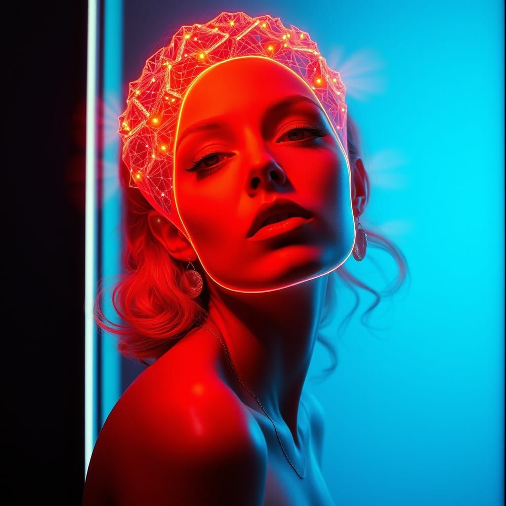 Woman in Classic Pin-Up Illustration Style