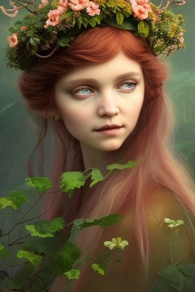 Beautiful Hobbit Herbalist Portrait in Digital Art Style