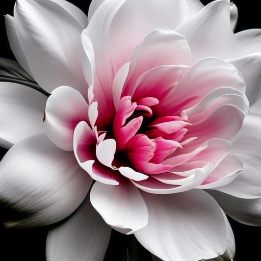 Pink and White Peony Blossom Close-Up: Digital Painting