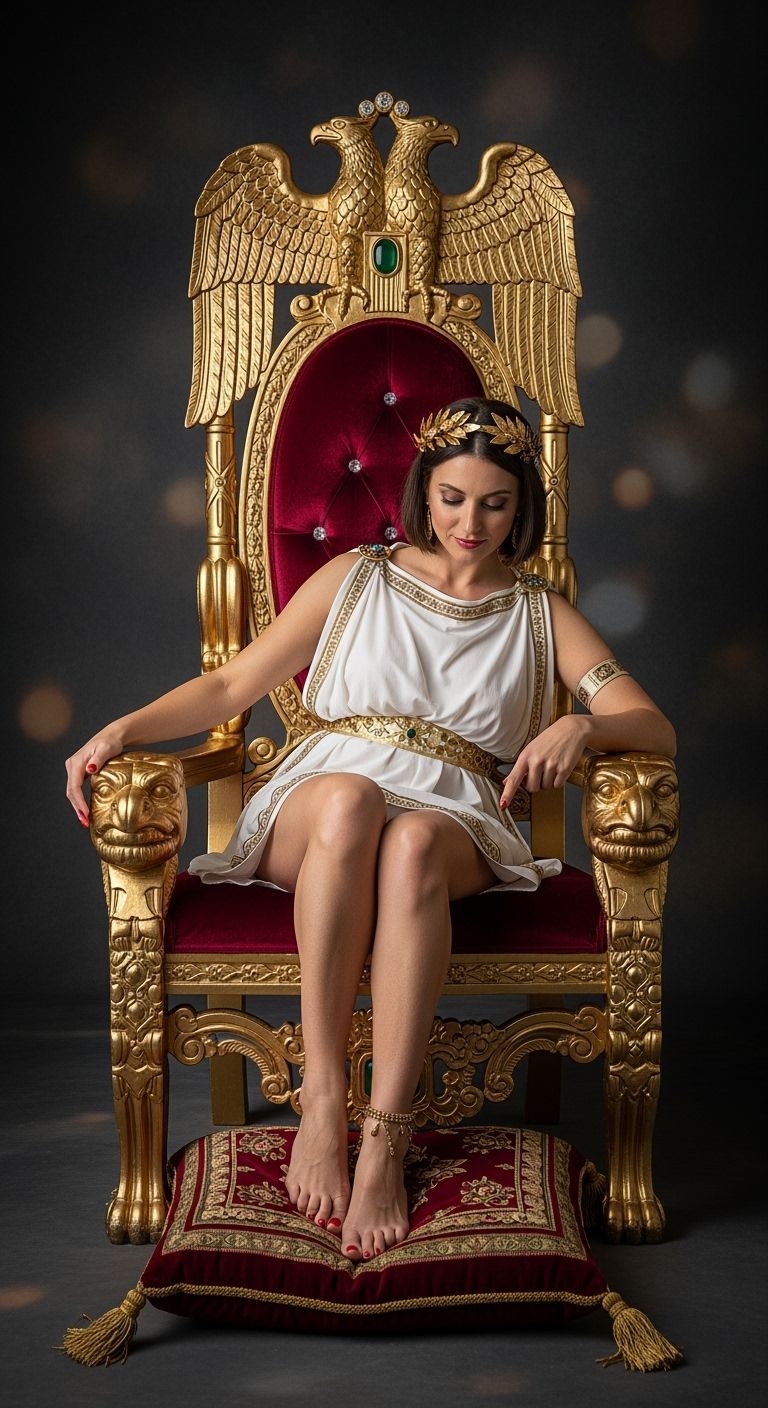 Roman Empress on Luxurious Gold Throne