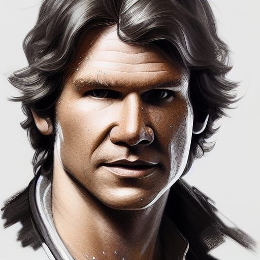 Han Solo Portrait by Rutkowski, Artgerm, and Mucha