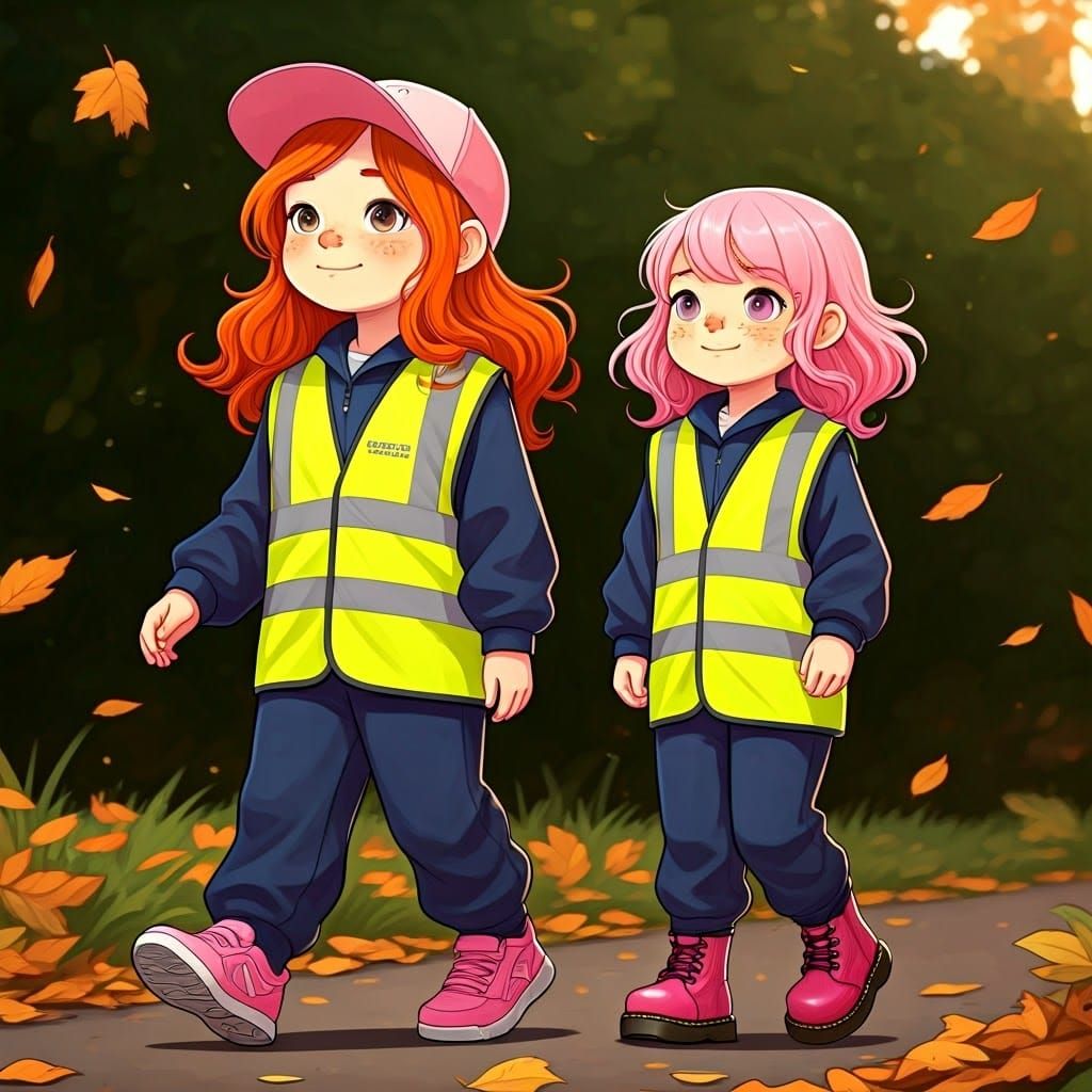 Autumn Day School Walk in Storybook Style
