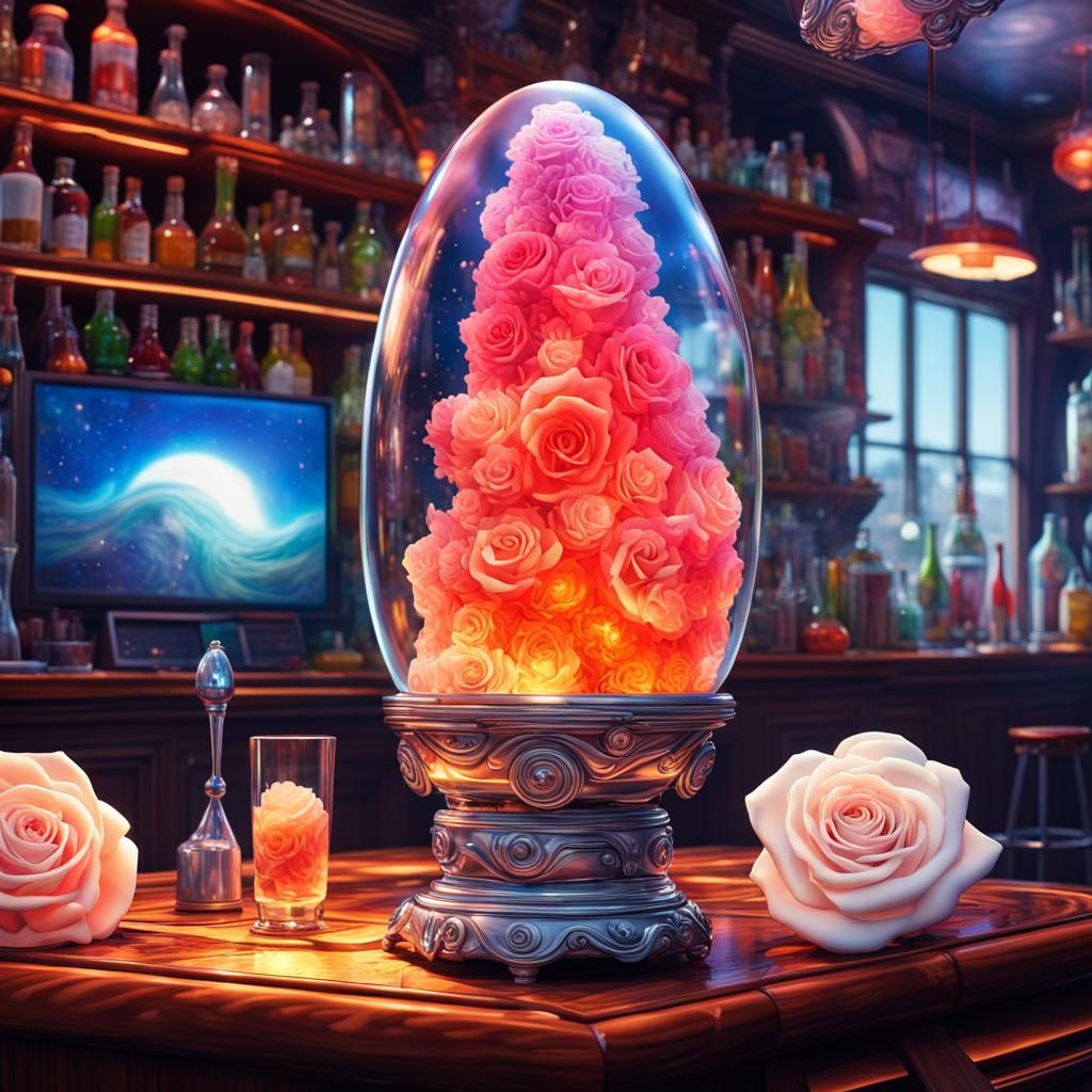 Detailed Lava Lamp with Roses and Galaxy Effect