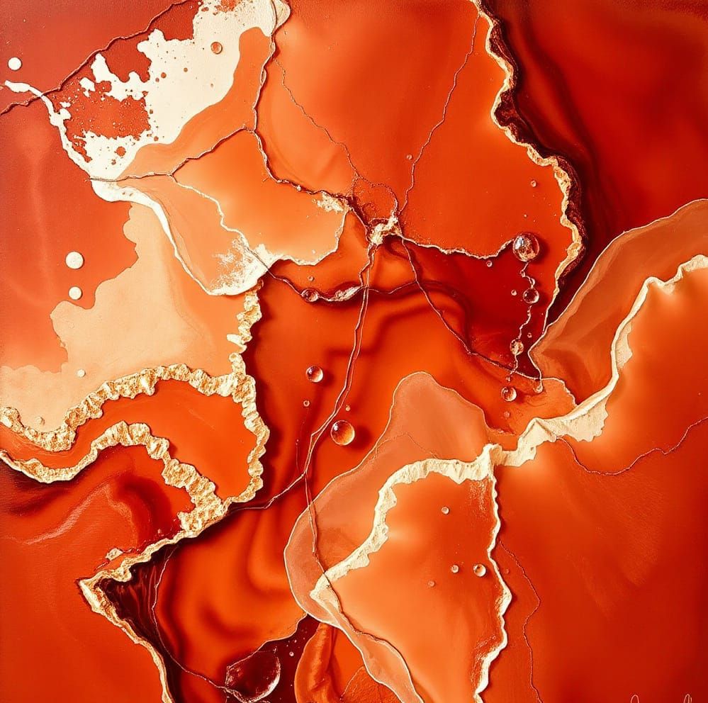 Abstract Surreal Landscape in Crimson and Brown