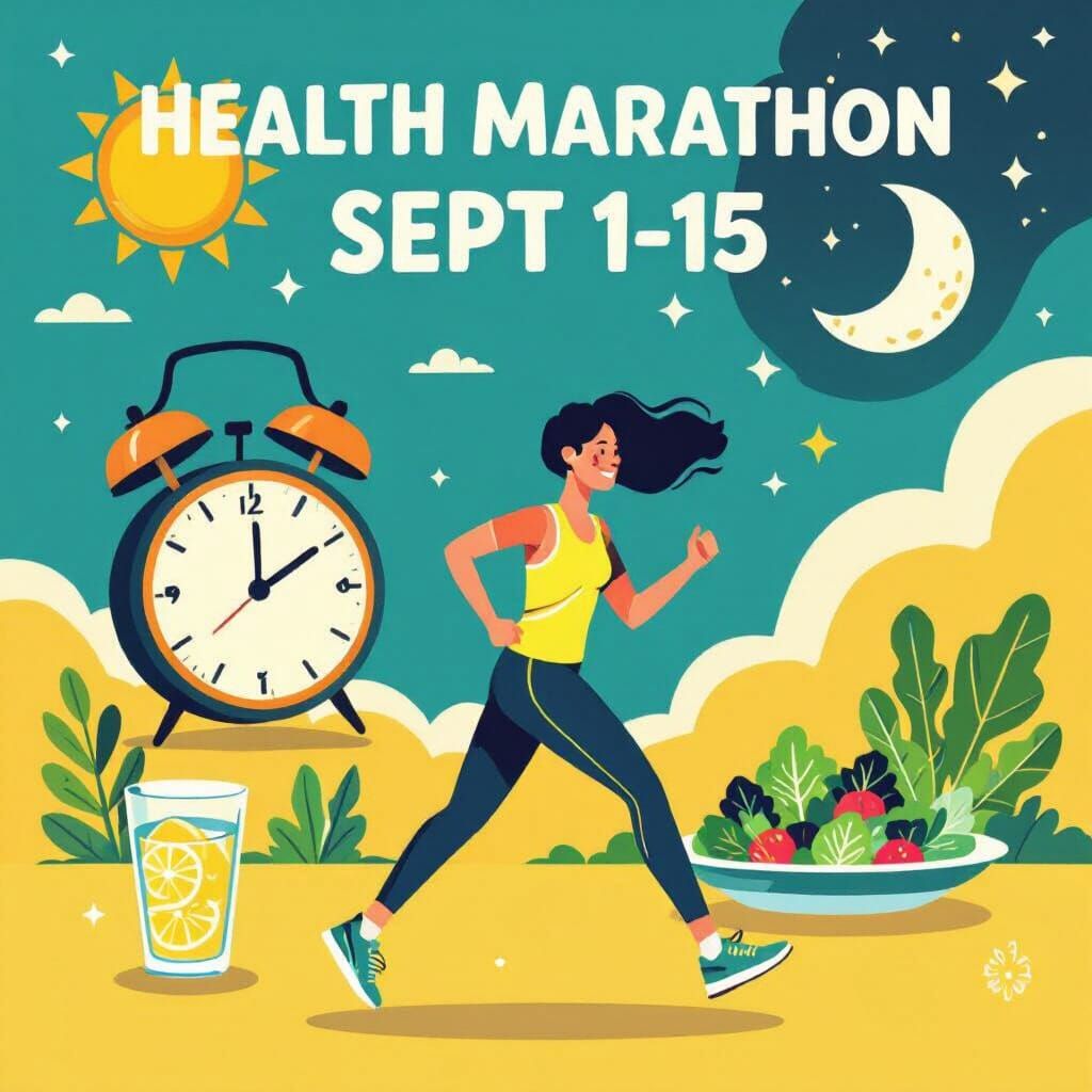 Health Marathon: Vibrant Flat Design Illustration