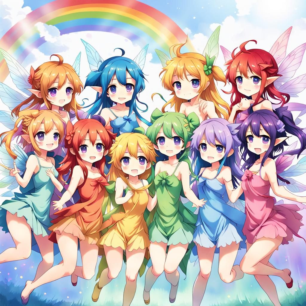Rainbow Fairies in Anime Style