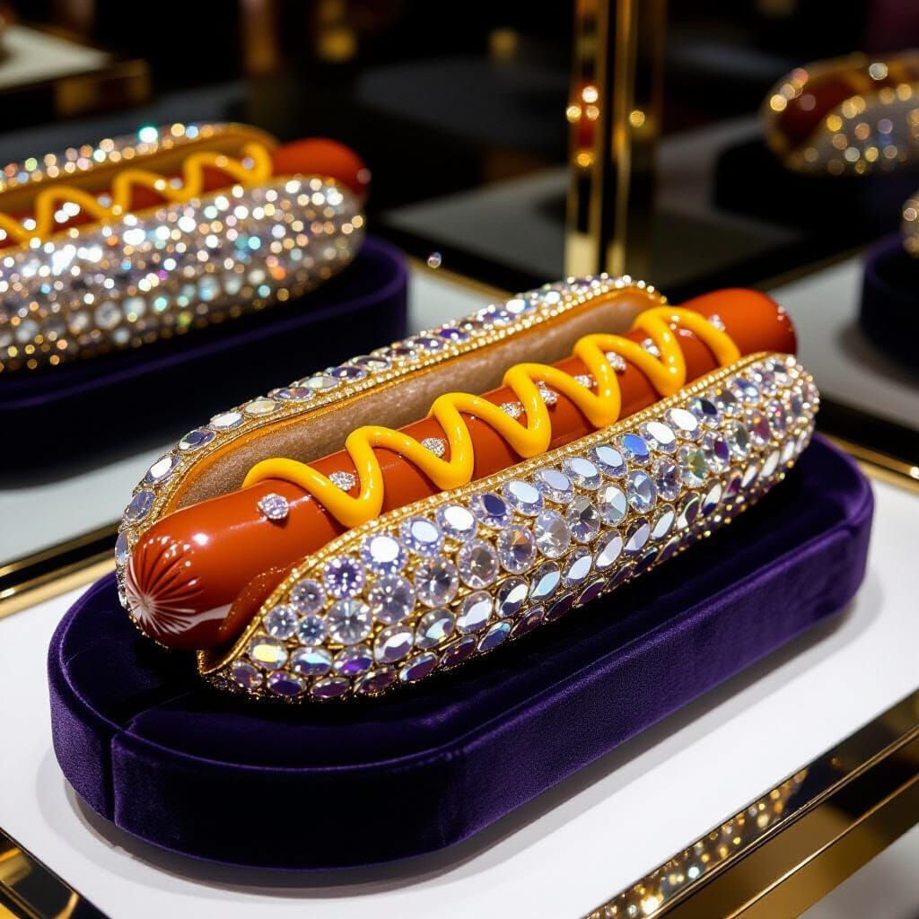 Diamond Hotdog in Display Case, Pop Art Style