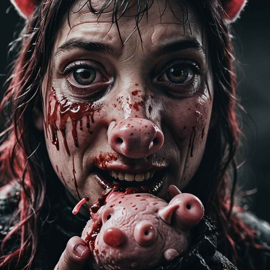 Eerie Portrait of Peppa Pig Eating