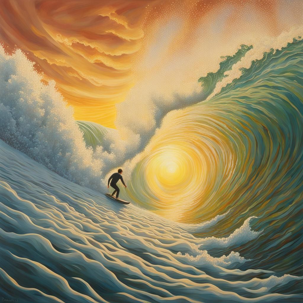 Hyperrealistic Surf Wave in Hypermodern Style