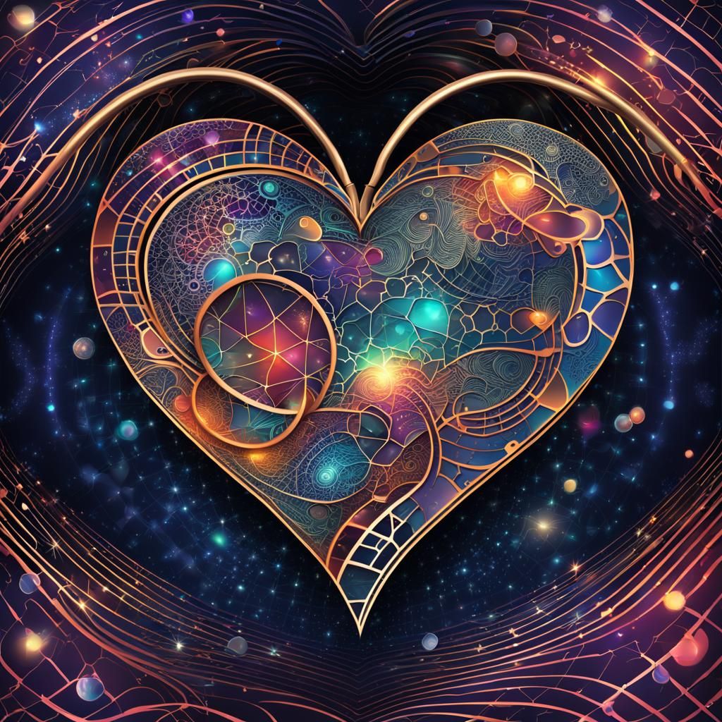 Heart with Stethoscope in Geometric Cosmic Design