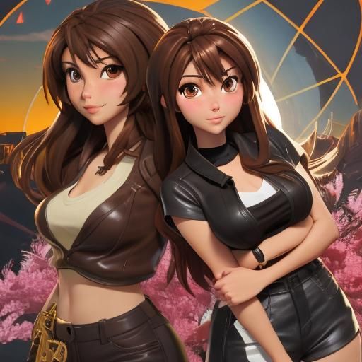 Anime Girl with Dog in Detailed 3D Style