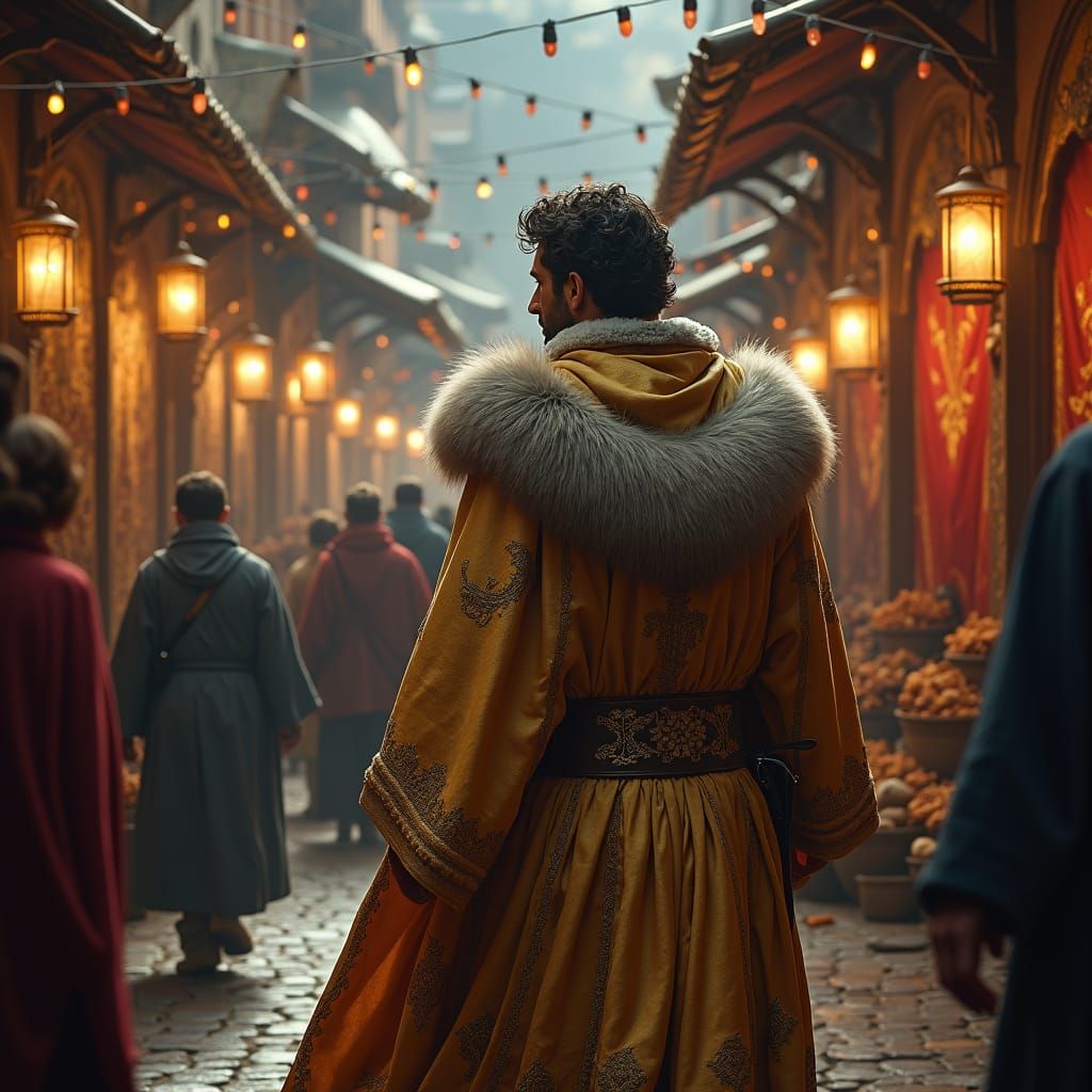 Golden Embroidered Robes in Medieval Fantasy Market