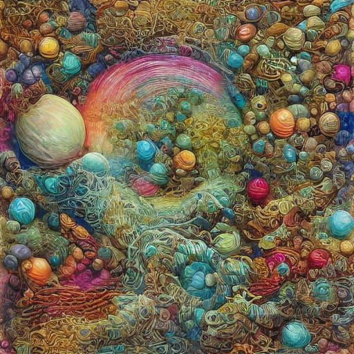 Surreal Concept Art: Time as Tangled Threads Around Faceless...