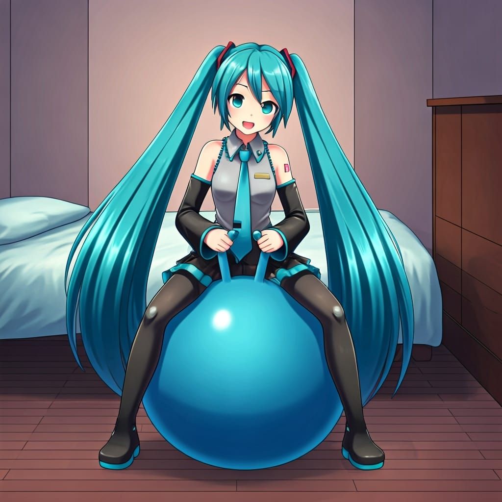 Hatsune Miku Bouncing on a Hopper Ball
