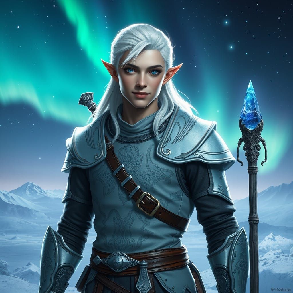 Ethereal Snow Elf Portrait in Ancient Falmer Armor