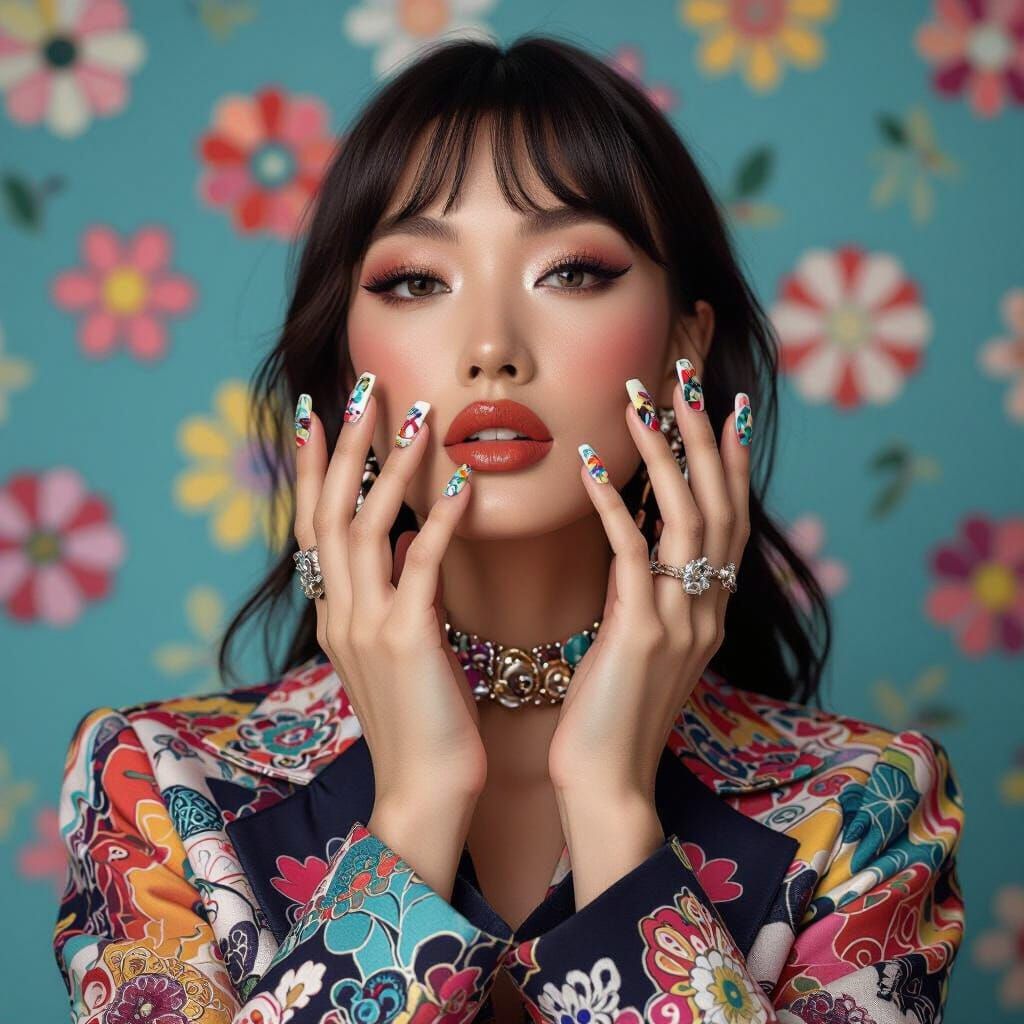 Trendy Press-On Nails with Futuristic Designs