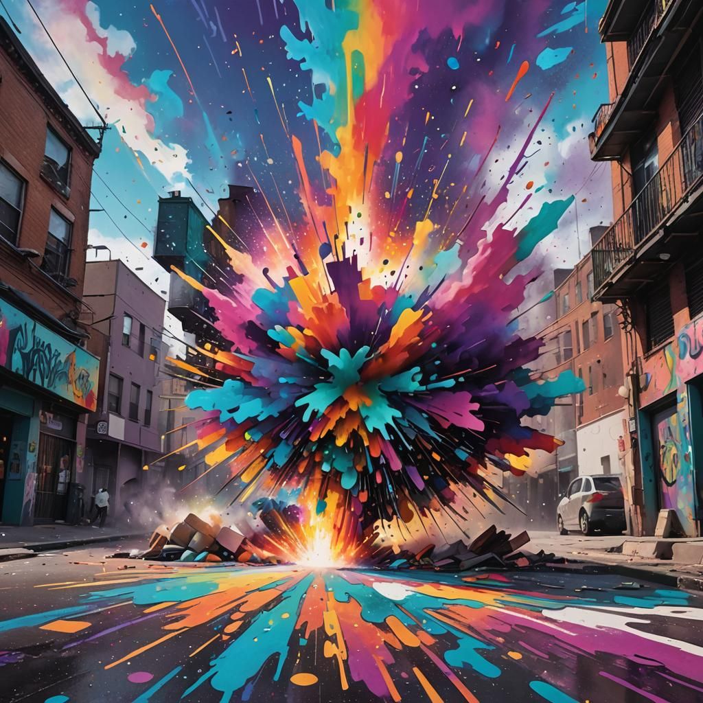 Vibrant Street Art Explosion in Fauvist Expressionism