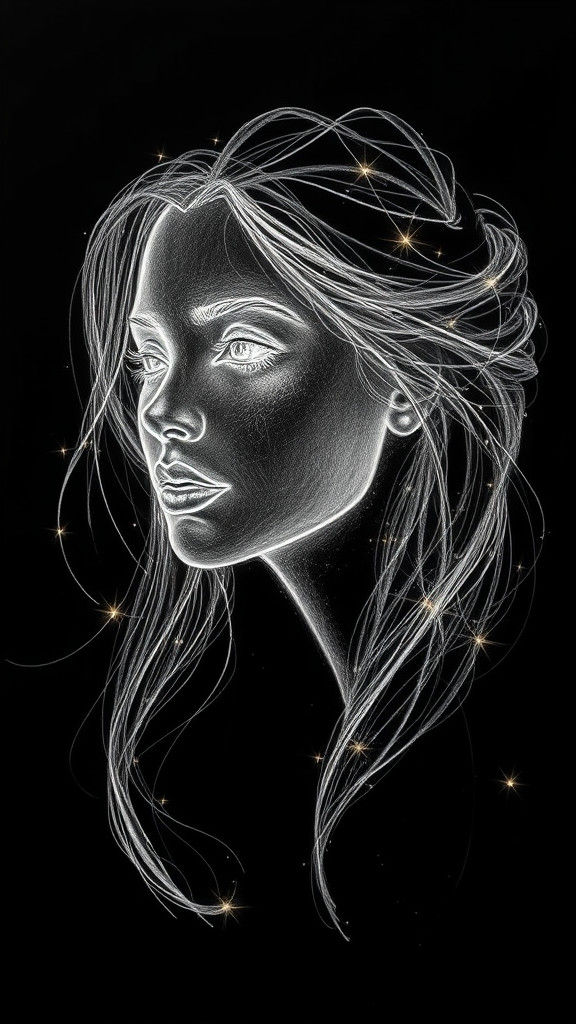 Ethereal Goddess Shines on Cosmic Background