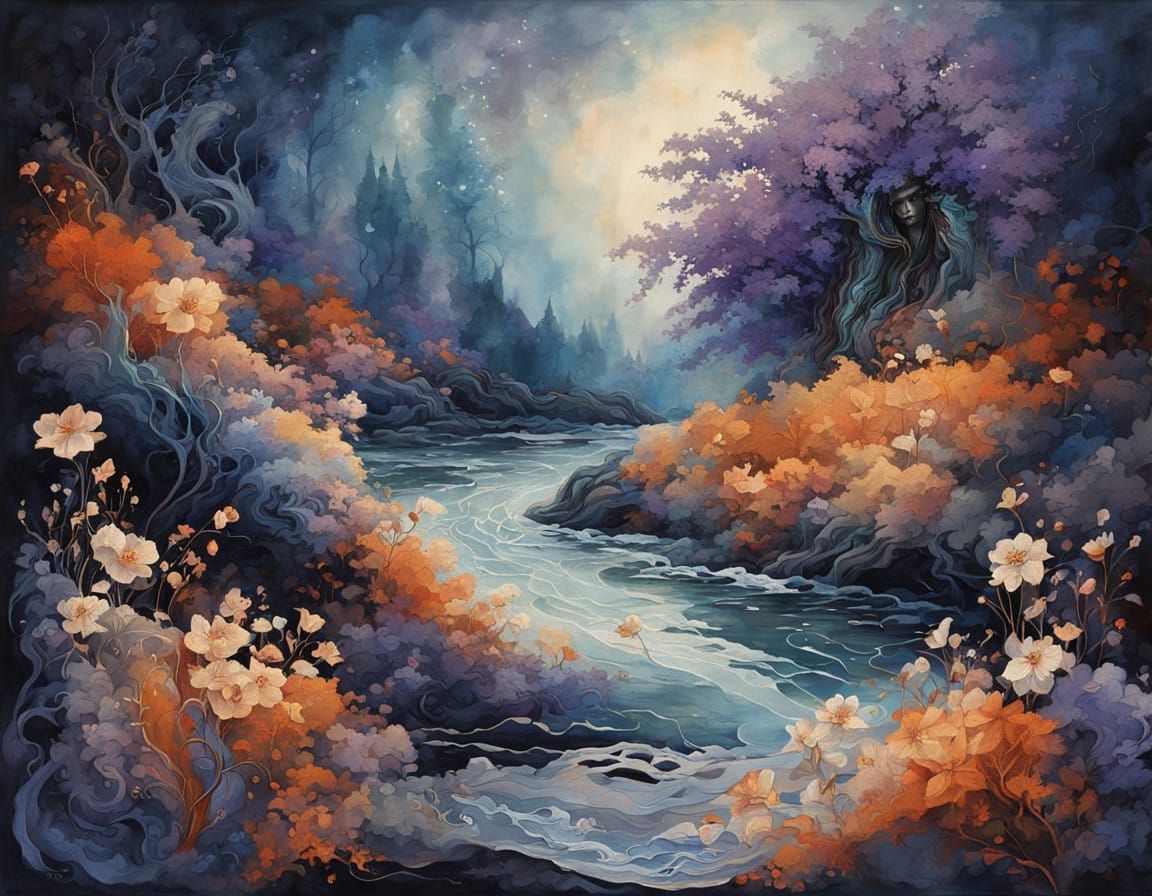 Ethereal Figure in Luxurious Robes with Intricate Embroidery