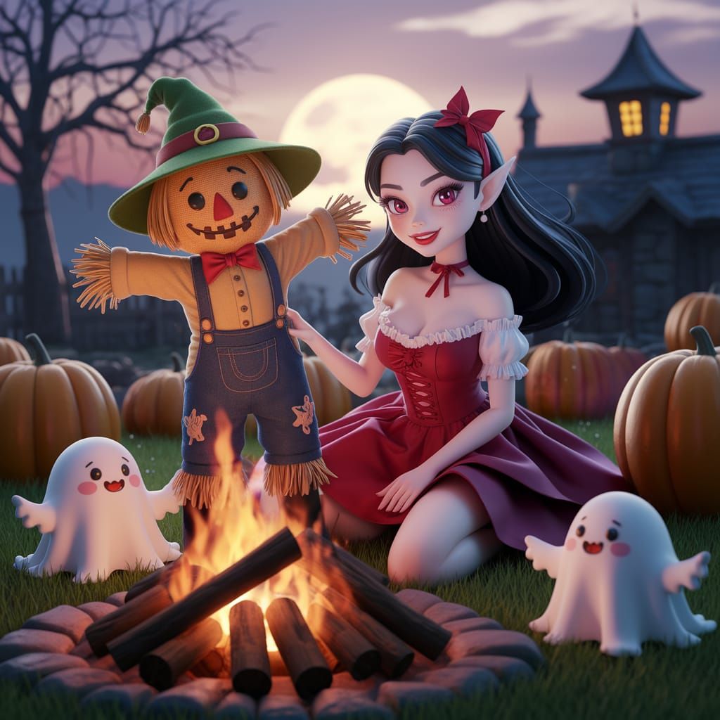Vampire and Scarecrow at Romantic Harvest Festival