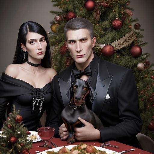 Festive Vampire Family Christmas Portrait
