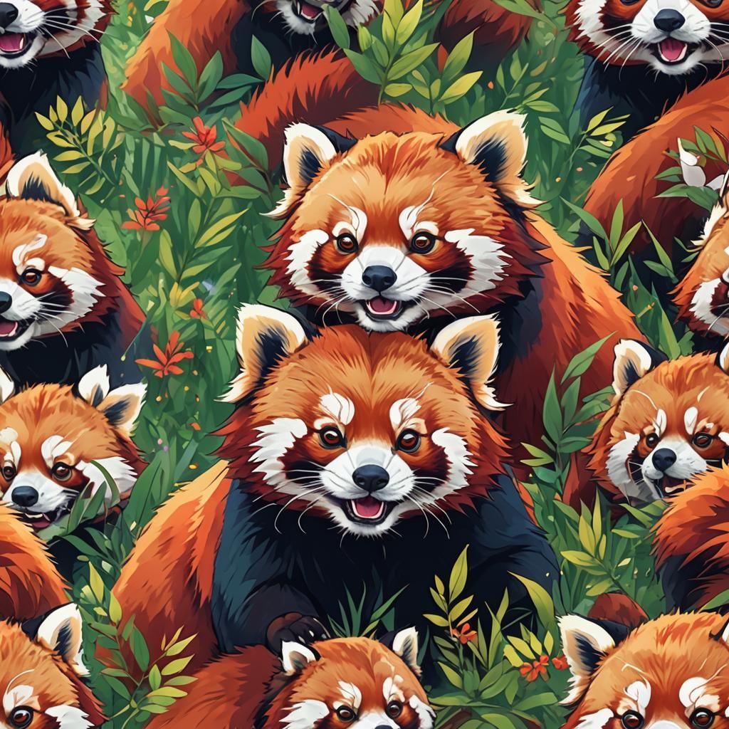 Mocking Red Panda in Vibrant Anime Style