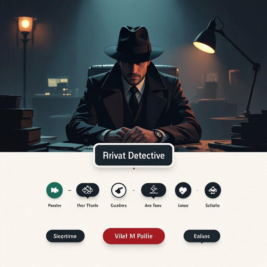 Noir Detective's UI: Moody Scene in Syd Mead Style