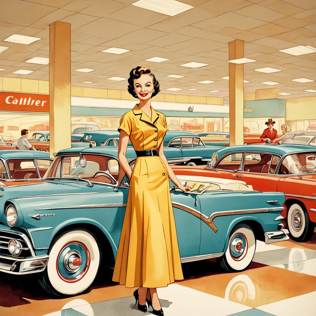 1950s Ford Edsel Ad with Cartoon Lady