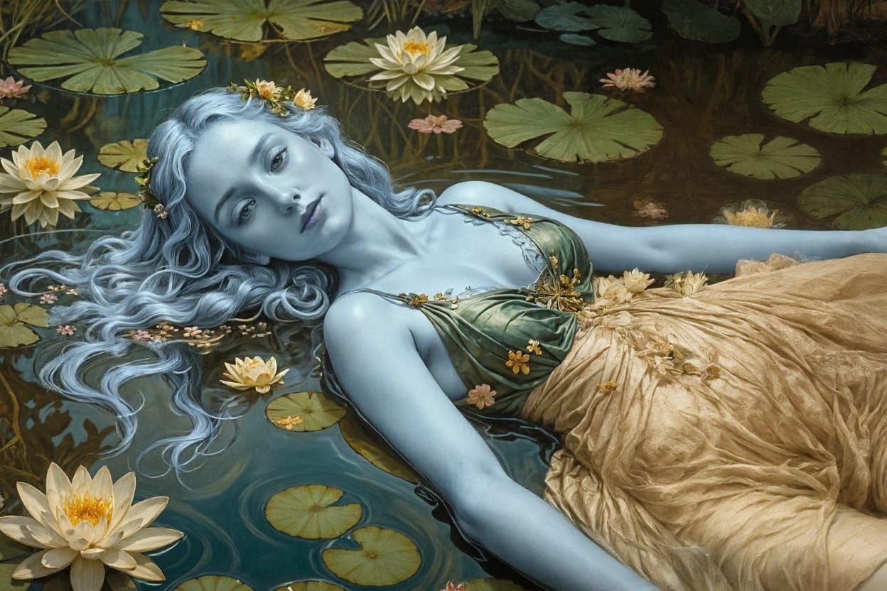 Pale Blue Figure with Cyan Skin and Blonde Hair