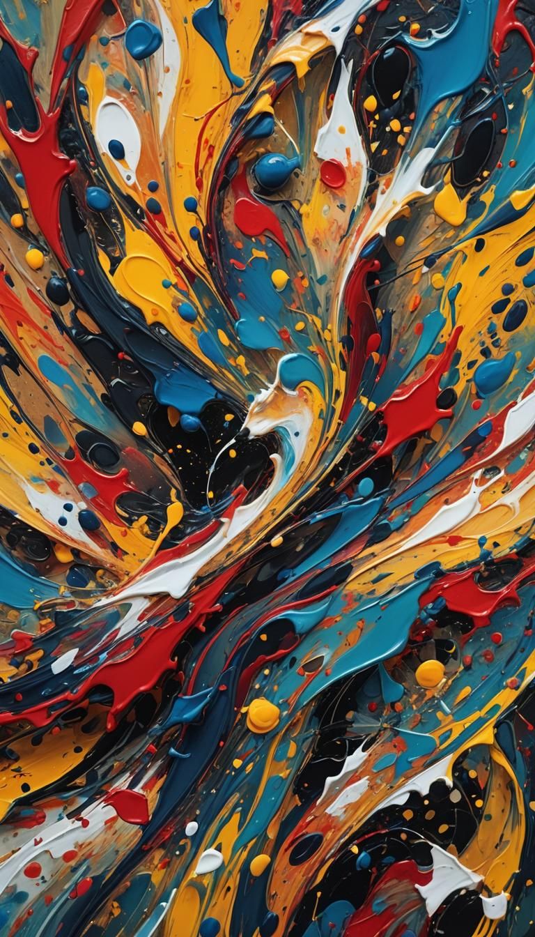Dynamic Abstract Expressionism in Bold Colors