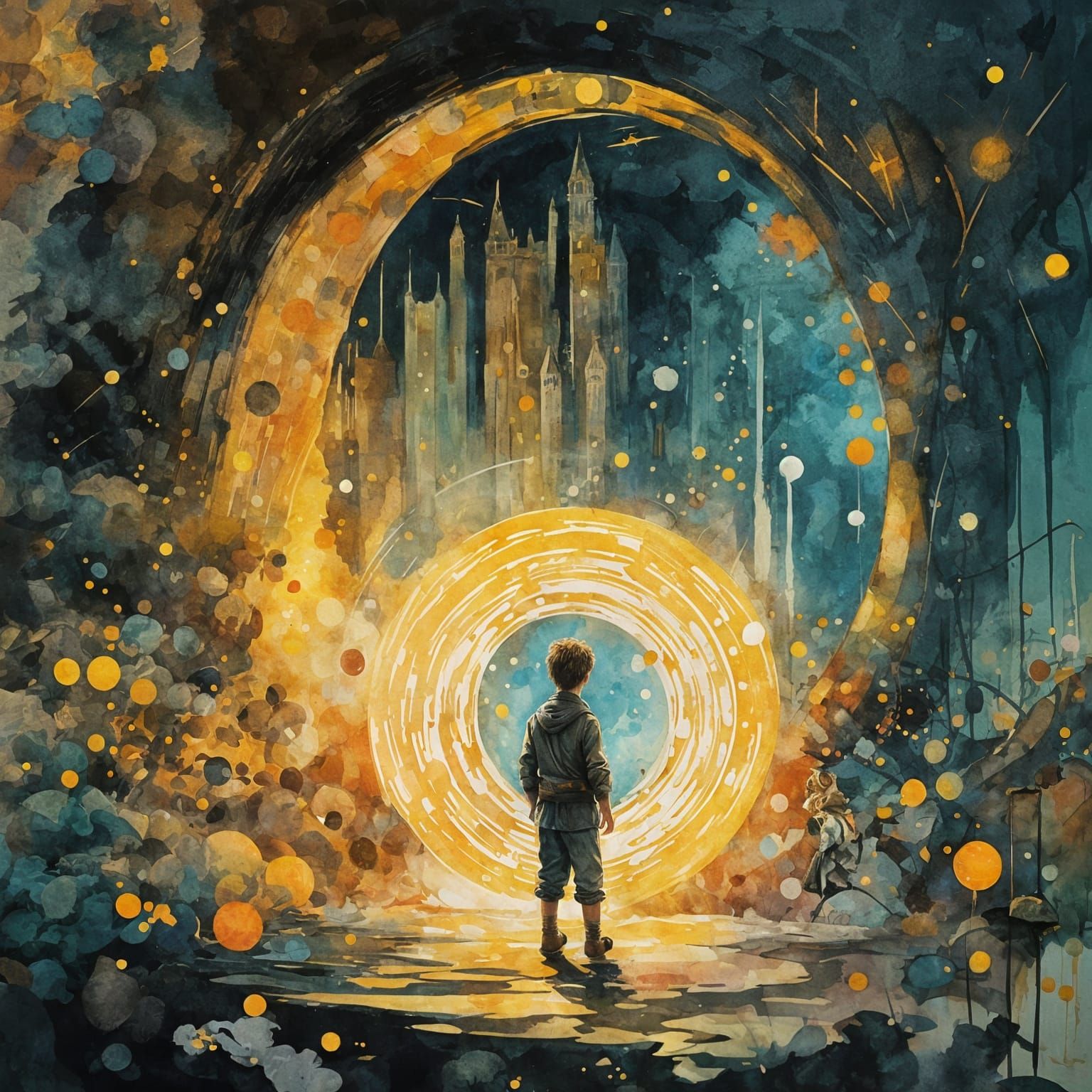 Magical Portal on Wizard's Finger: Gouache Masterpiece