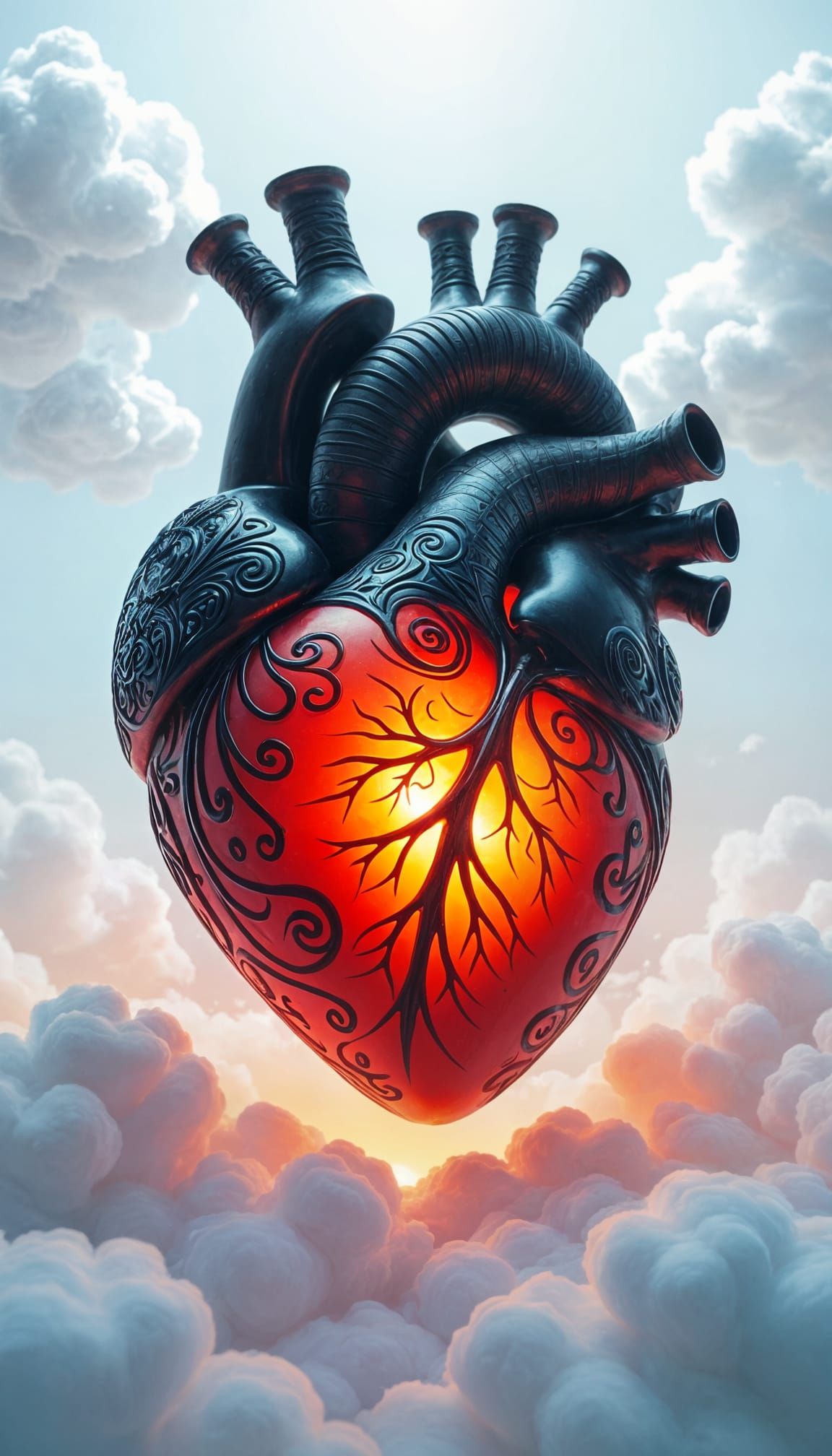 Glowing Tattooed Heart with Celtic Ornament