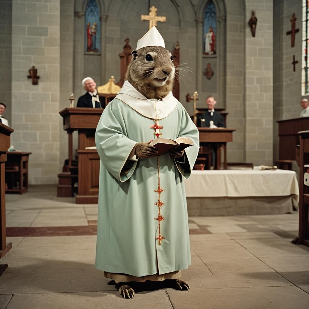 Gopher Priest Saying Mass, 1950s Photo