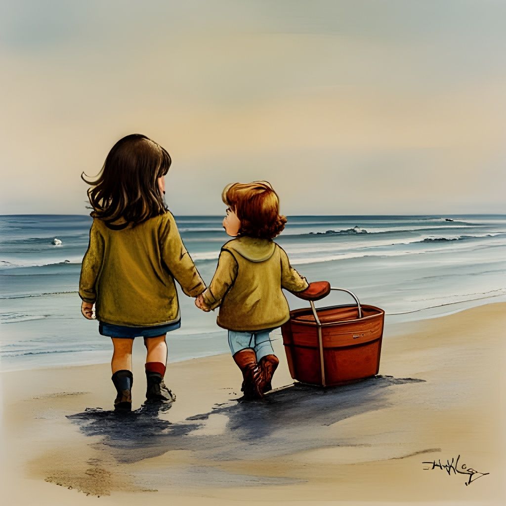 Foggy Sea in 1970s Children's Book Style