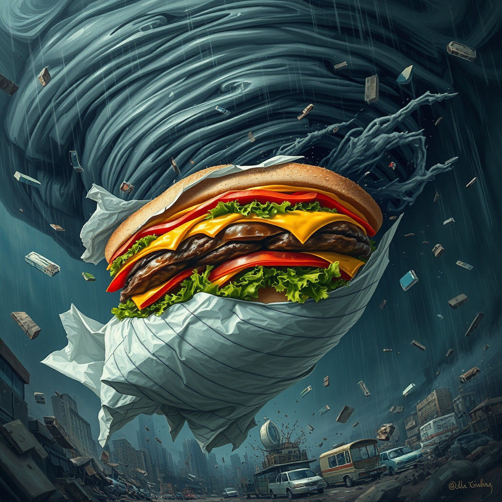 Colossal Sandwich Caught in a Dark Tornado