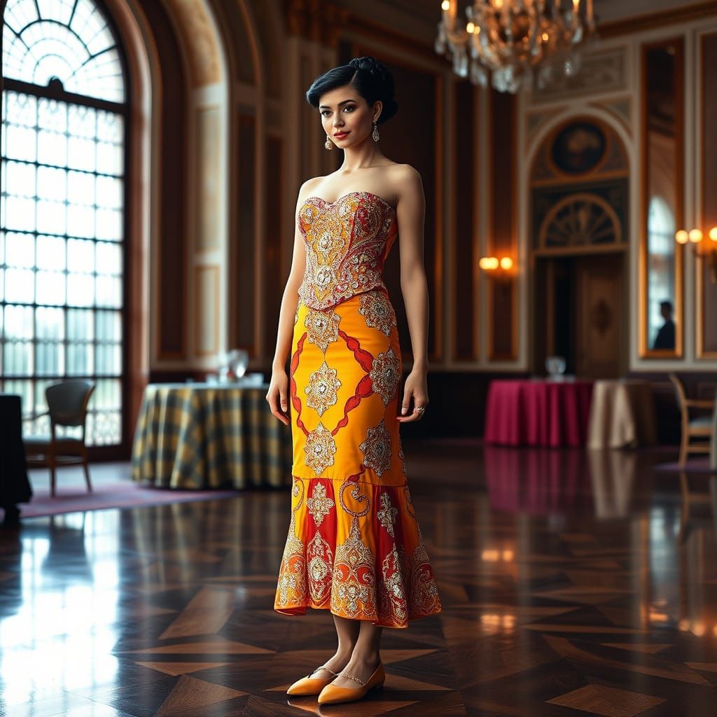 Art Deco Woman in Crystal-Encrusted Dress
