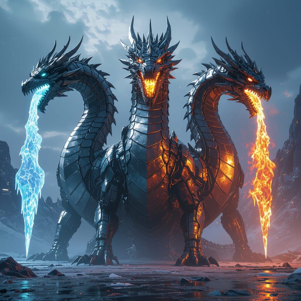 Three-Headed Dragon Breathes Ice, Fire, Poison in Sci-Fi Sty...
