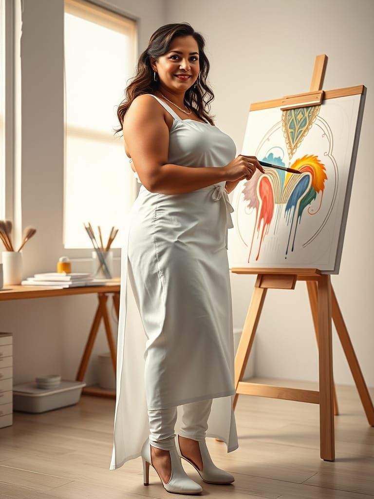 Elegant Artist in Art Deco Studio