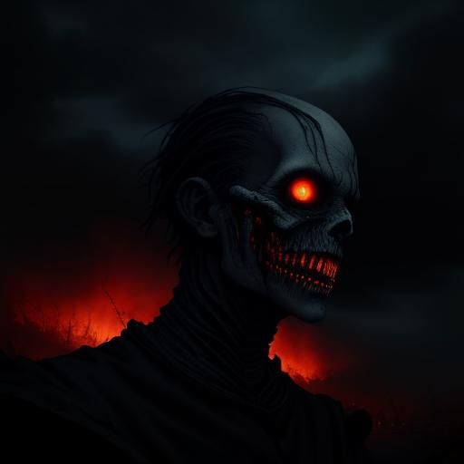 Eerie Chainsaw Fiend Portrait in Dark Fantasy Style