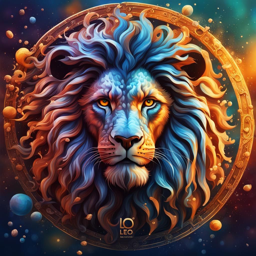Hyperrealistic Leo Zodiac Sign in Splash Art Style